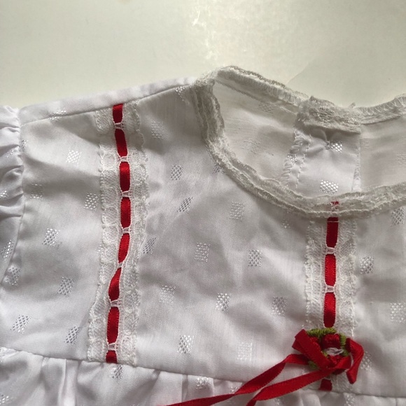 Vintage White Baby Dress with Red Accents - Picture 3 of 9
